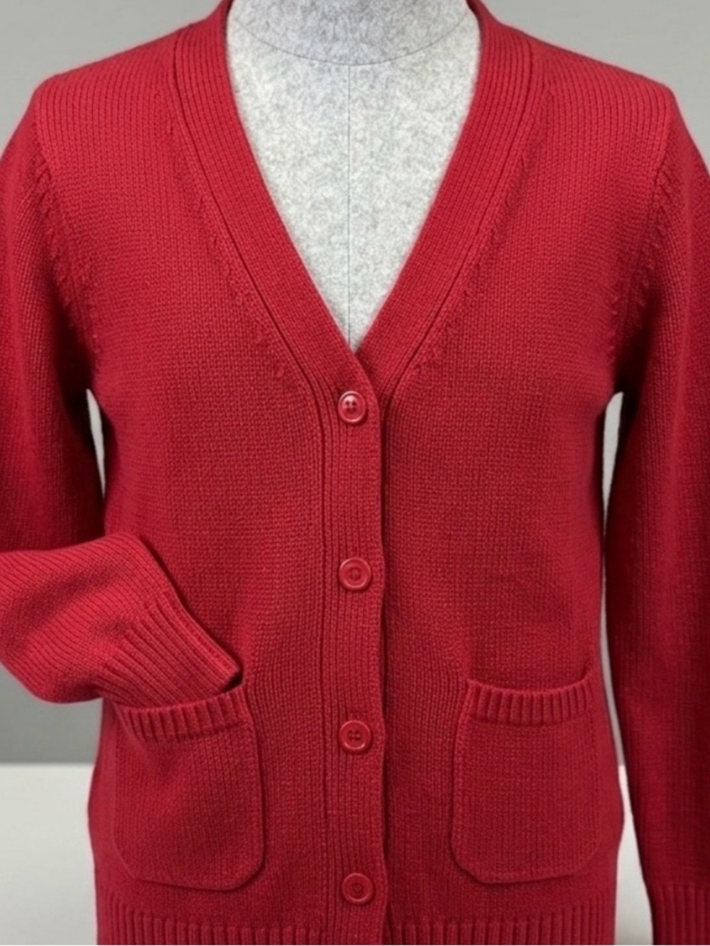 Lands' End Girls Red Cotton Modal Button Front Cardigan
Size L (10-12)